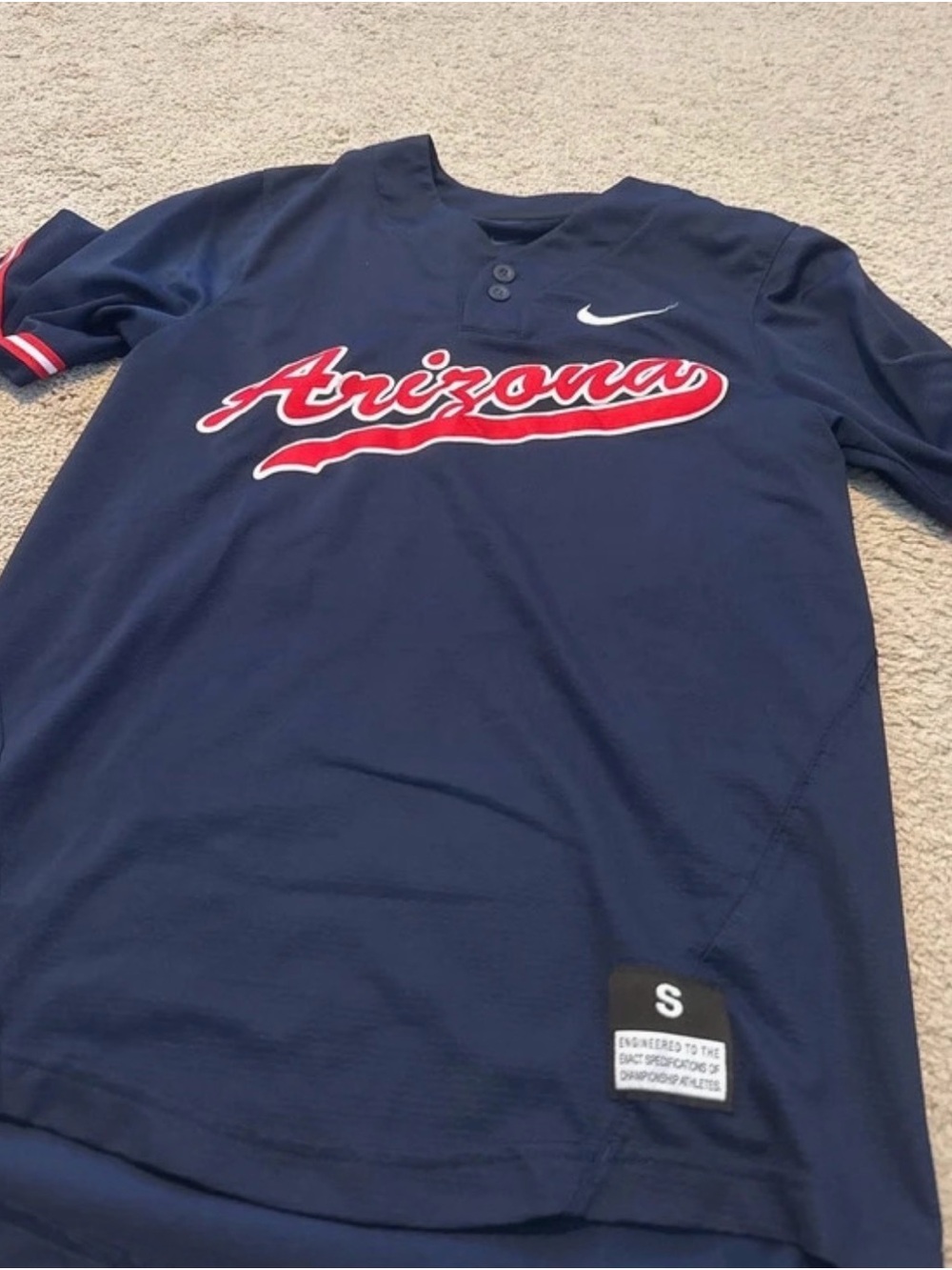 Nike Navy and Red Arizona Baseball Jersey